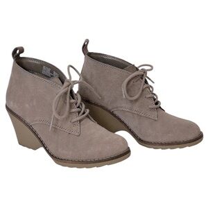 Sonoma Women's Nadine Suede Lace Up Wedge Taupe Ankle Boots Size-6.5